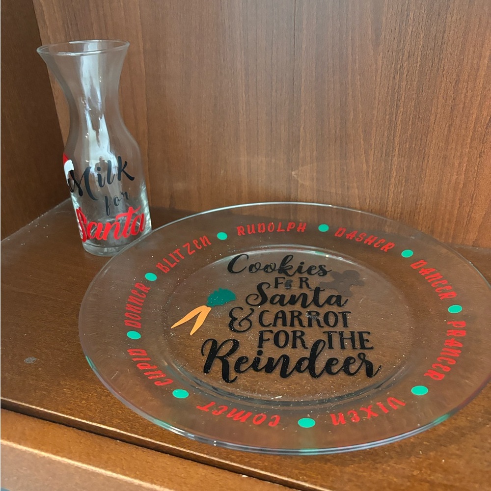 Cookies for Santa and Reindeer Plate and Glass Set